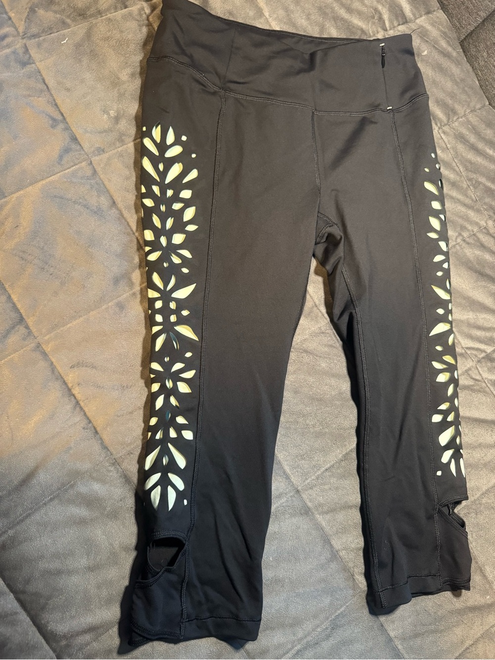 Calia Black Leggings with Yellow Floral Cutouts